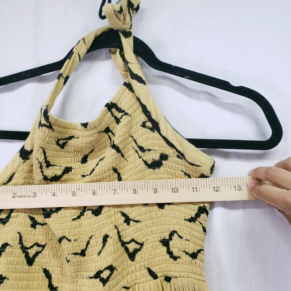 Urban Outfitters Yellow Pattern Y2K Halter Neckline Wide Leg Jumpsuit Size M - Picture 4 of 14